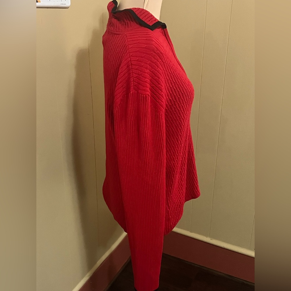 Pendleton Women’s Large Red Zip-Up Cardigan Sweater Textured Knit Luxury - Picture 12 of 13